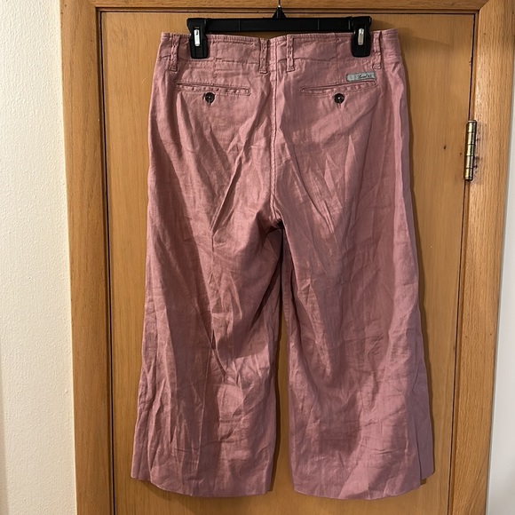 Level 99 Women’s Linen Cropped Wide Leg Pants Red Pink Size 28 - Picture 8 of 13